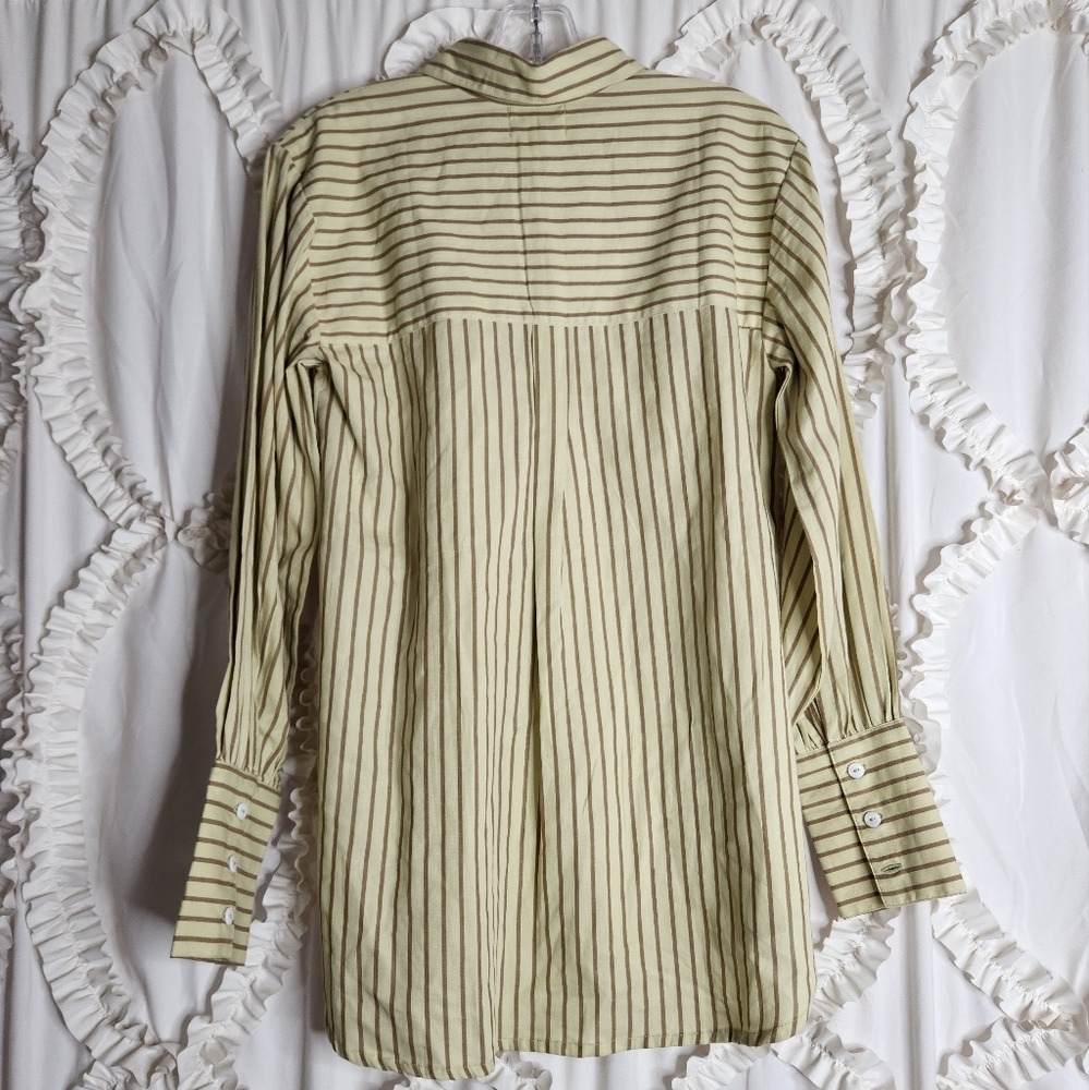 Striped Yellow Button-Down Women's Shirt - Picture 8 of 8